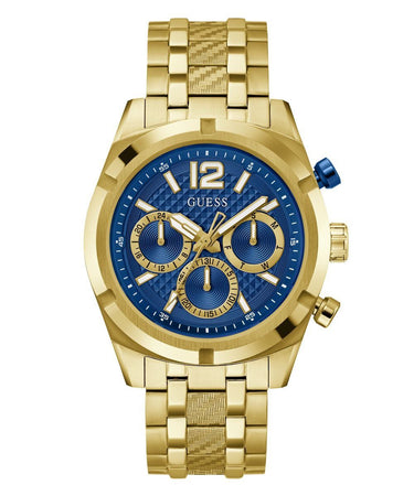 Guess Herren Multifunkion Armbanduhr RESISTANCE gold, blau 44 mm GW0714G2
